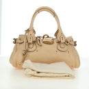 Chloe Paddington Hand Bag Leather Beige Gold Silver Auth am11351SAV-12
