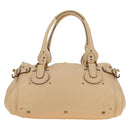 Chloe Paddington Hand Bag Leather Beige Gold Silver Auth am11351SAV-2