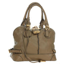Chloe Paddington Shoulder Bag Leather Beige Silver Gold Auth am11353V-1