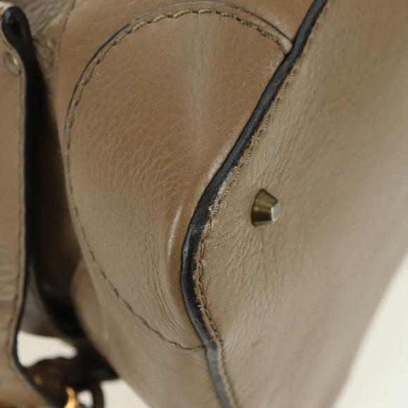Chloe Paddington Shoulder Bag Leather Beige Silver Gold Auth am11353V