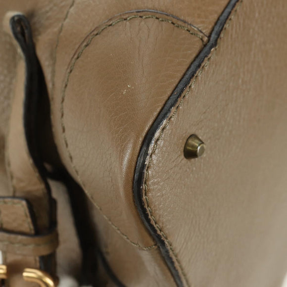 Chloe Paddington Shoulder Bag Leather Beige Silver Gold Auth am11353V