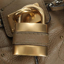 Chloe Paddington Shoulder Bag Leather Beige Silver Gold Auth am11353V-19