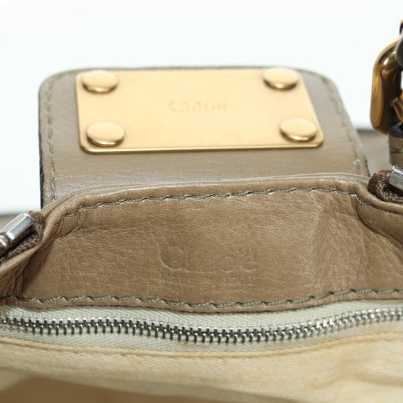 Chloe Paddington Shoulder Bag Leather Beige Silver Gold Auth am11353V