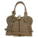 Chloe Paddington Shoulder Bag Leather Beige Silver Gold Auth am11353V-13
