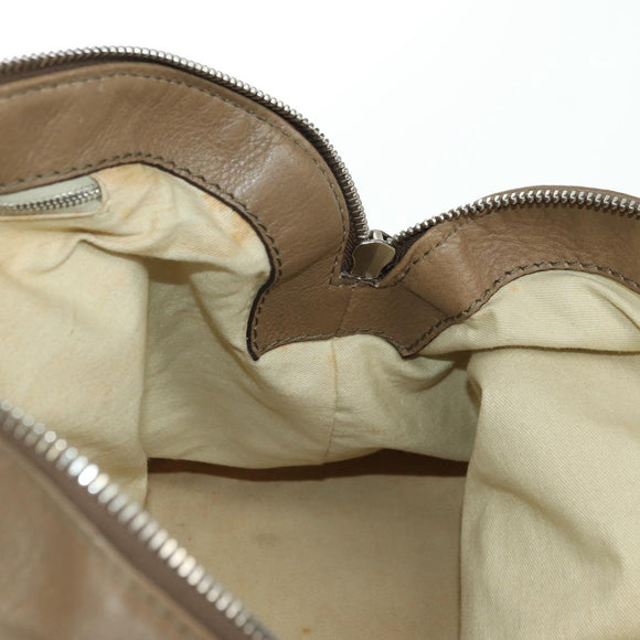 Chloe Paddington Shoulder Bag Leather Beige Silver Gold Auth am11353V