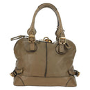Chloe Paddington Shoulder Bag Leather Beige Silver Gold Auth am11353V-2