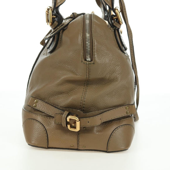 Chloe Paddington Shoulder Bag Leather Beige Silver Gold Auth am11353V
