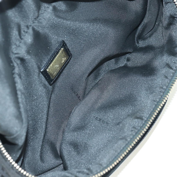 FENDI Zucchino Canvas Mamma Baguette Waist bag Black Gold Auth am11355V
