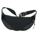 FENDI Zucchino Canvas Mamma Baguette Waist bag Black Gold Auth am11355V-2