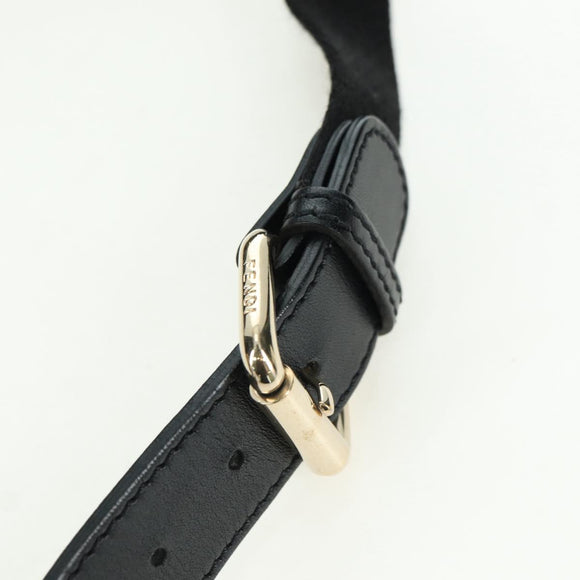 FENDI Zucchino Canvas Mamma Baguette Waist bag Black Gold Auth am11355V