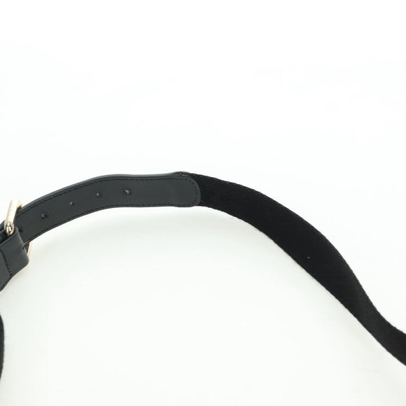 FENDI Zucchino Canvas Mamma Baguette Waist bag Black Gold Auth am11355V