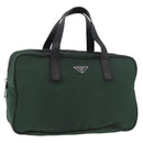 PRADA Hand Bag Nylon Khaki Silver Auth am11358A-1