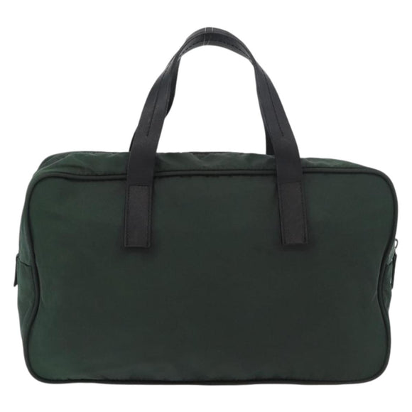 PRADA Hand Bag Nylon Khaki Silver Auth am11358A