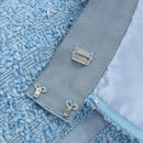 CHANEL jacket Skirt Setup Tweed 42 Light Blue CC Auth am11360SM-14