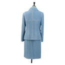 CHANEL jacket Skirt Setup Tweed 42 Light Blue CC Auth am11360SM-2