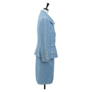CHANEL jacket Skirt Setup Tweed 42 Light Blue CC Auth am11360SM-4
