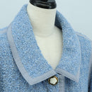 CHANEL jacket Skirt Setup Tweed 42 Light Blue CC Auth am11360SM-5