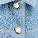 CHANEL jacket Skirt Setup Tweed 42 Light Blue CC Auth am11360SM-6