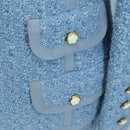 CHANEL jacket Skirt Setup Tweed 42 Light Blue CC Auth am11360SM-7