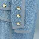 CHANEL jacket Skirt Setup Tweed 42 Light Blue CC Auth am11360SM-8