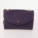 BALLY Chain Shoulder Bag Leather 2 Set Purple White Auth am11367-10