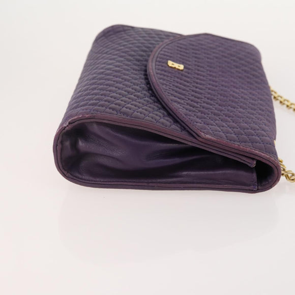 BALLY Chain Shoulder Bag Leather 2 Set Purple White Auth am11367