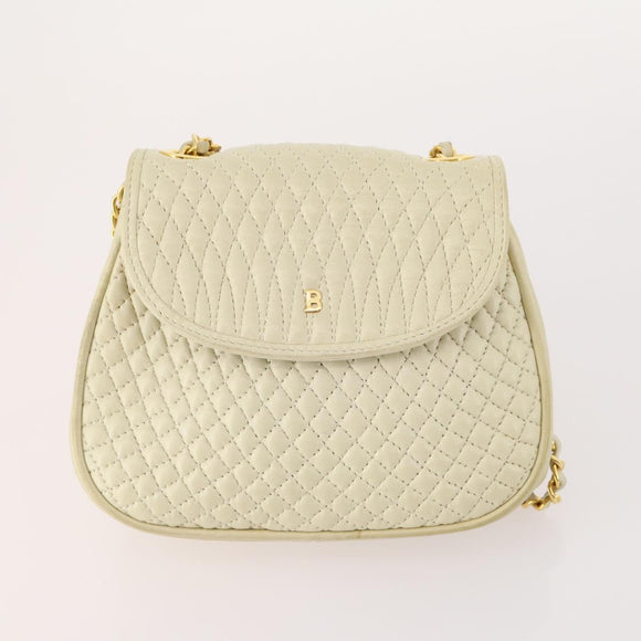 BALLY Chain Shoulder Bag Leather 2 Set Purple White Auth am11367