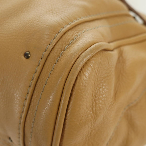 Chloe Paddington Hand Bag Leather Beige Gold Silver Auth am11368SAV
