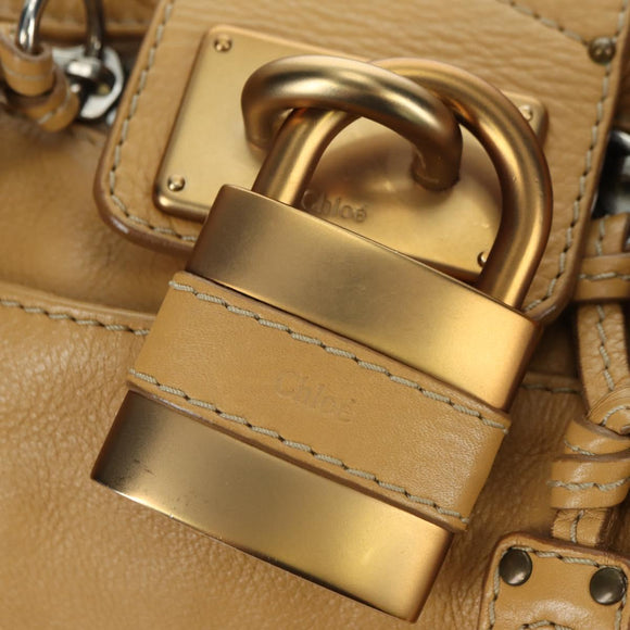 Chloe Paddington Hand Bag Leather Beige Gold Silver Auth am11368SAV