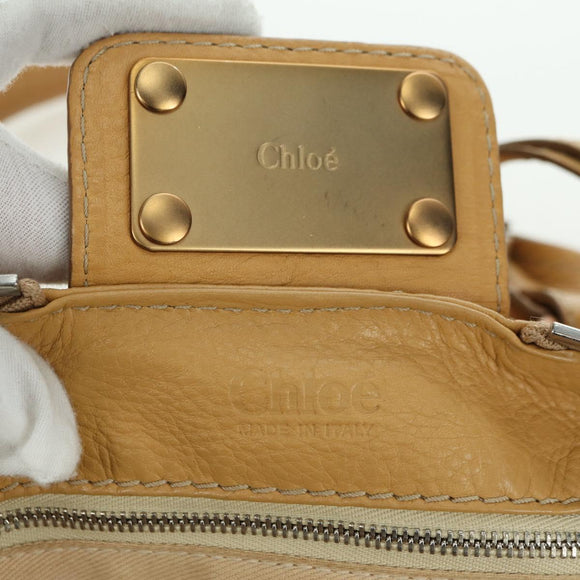 Chloe Paddington Hand Bag Leather Beige Gold Silver Auth am11368SAV