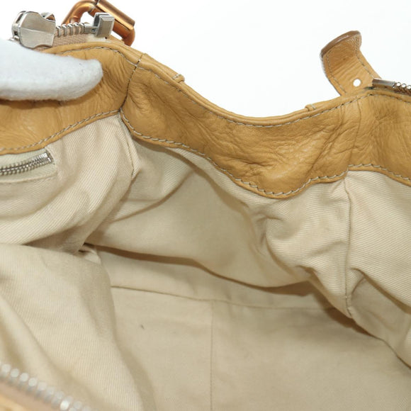 Chloe Paddington Hand Bag Leather Beige Gold Silver Auth am11368SAV
