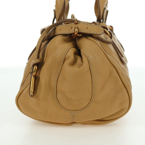 Chloe Paddington Hand Bag Leather Beige Gold Silver Auth am11368SAV