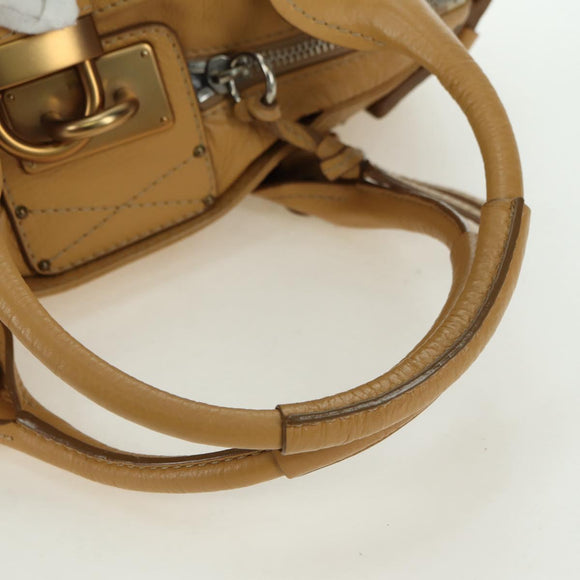 Chloe Paddington Hand Bag Leather Beige Gold Silver Auth am11368SAV