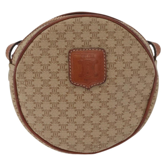 CELINE Macadam Canvas Shoulder Bag PVC Beige Gold Auth am11376A