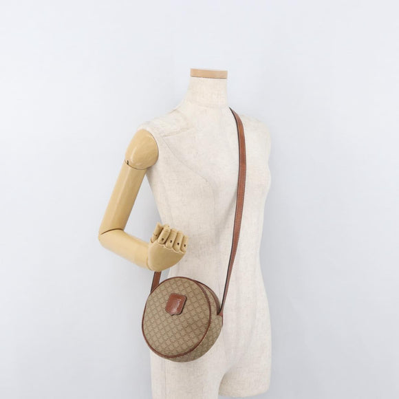 CELINE Macadam Canvas Shoulder Bag PVC Beige Gold Auth am11376A