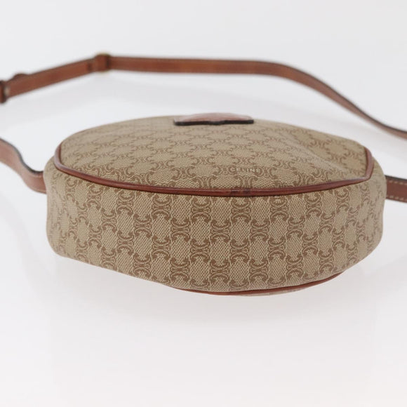 CELINE Macadam Canvas Shoulder Bag PVC Beige Gold Auth am11376A