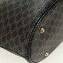 CELINE Macadam Canvas Tote Bag PVC Leather Black Gold Auth am11378V-10