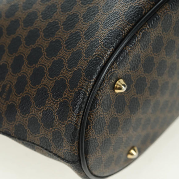 CELINE Macadam Canvas Tote Bag PVC Leather Black Gold Auth am11378V