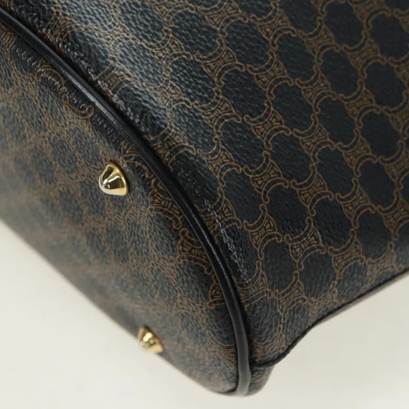 CELINE Macadam Canvas Tote Bag PVC Leather Black Gold Auth am11378V