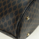 CELINE Macadam Canvas Tote Bag PVC Leather Black Gold Auth am11378V-12