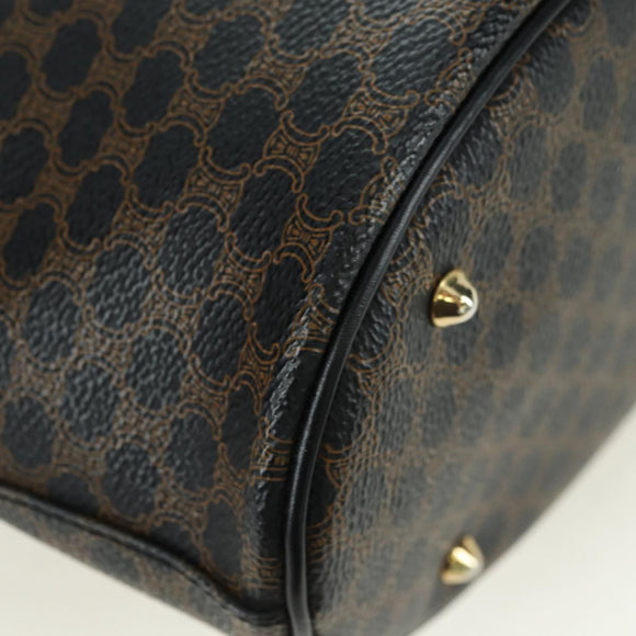 CELINE Macadam Canvas Tote Bag PVC Leather Black Gold Auth am11378V
