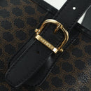 CELINE Macadam Canvas Tote Bag PVC Leather Black Gold Auth am11378V-14