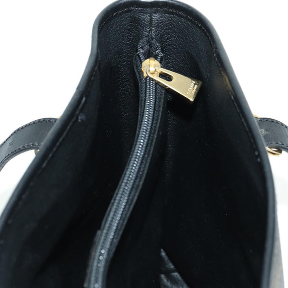 CELINE Macadam Canvas Tote Bag PVC Leather Black Gold Auth am11378V