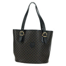 CELINE Macadam Canvas Tote Bag PVC Leather Black Gold Auth am11378V-2