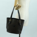 CELINE Macadam Canvas Tote Bag PVC Leather Black Gold Auth am11378V-24