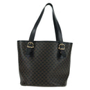 CELINE Macadam Canvas Tote Bag PVC Leather Black Gold Auth am11378V-3