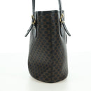 CELINE Macadam Canvas Tote Bag PVC Leather Black Gold Auth am11378V-5