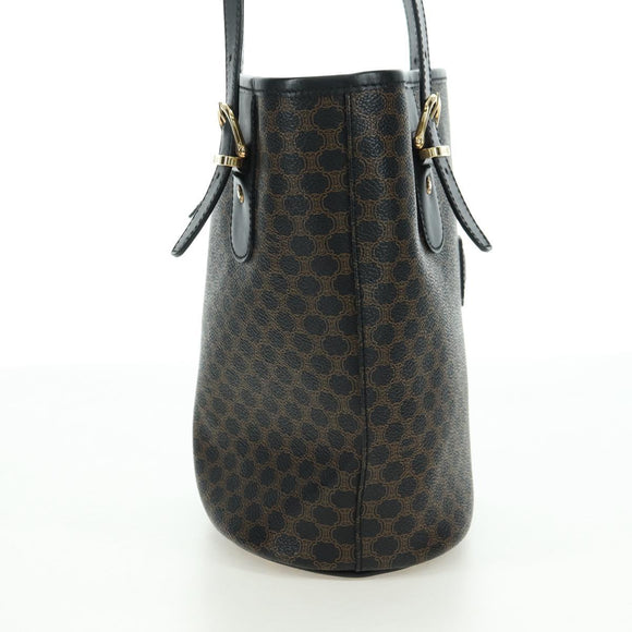 CELINE Macadam Canvas Tote Bag PVC Leather Black Gold Auth am11378V