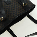 CELINE Macadam Canvas Tote Bag PVC Leather Black Gold Auth am11378V-6