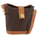 CELINE Macadam Canvas Mini Circle Bag PVC Leather Brown Gold Auth am11383A-1